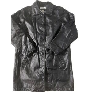 Preston & York‎ Women Size Medium Black Genuine Leather  Pockets Coat Jacket